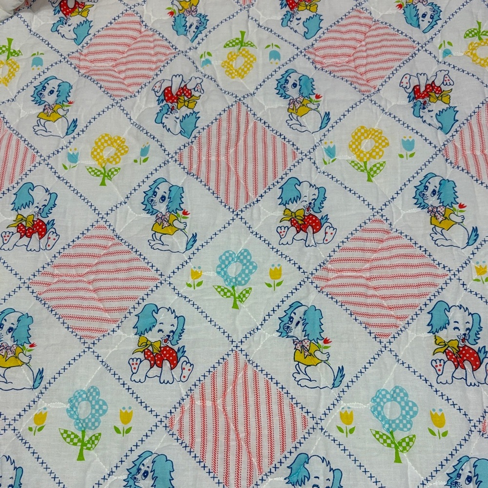 Vintage Riegel Quilted Dog Pattern baby comforter gender neutral unisex